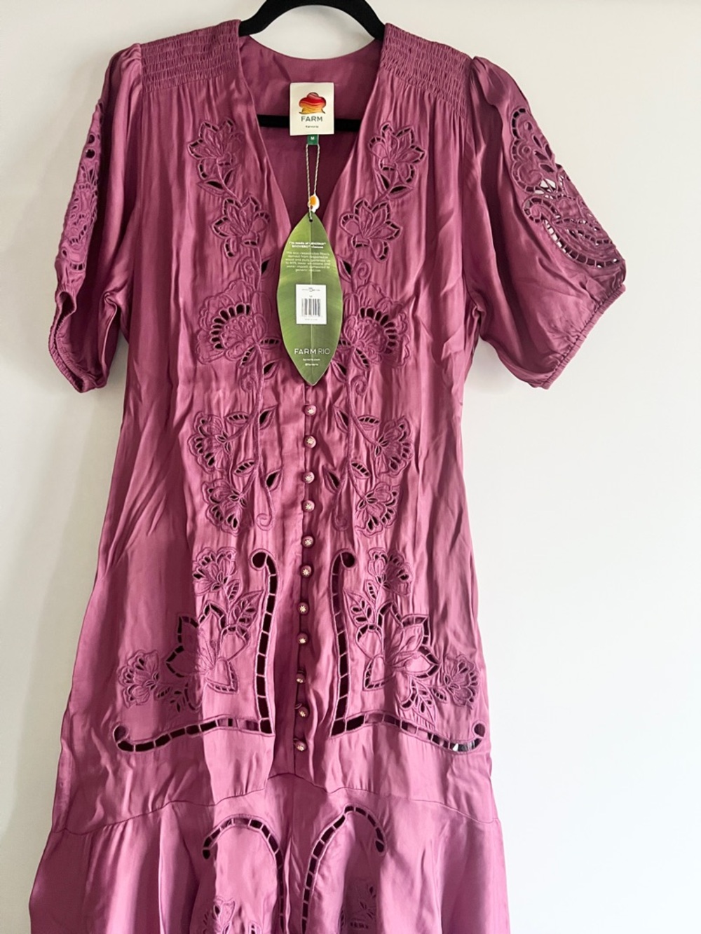 FARM Rio Pink Richelieu Lenzing Ecovero Viscose Maxi Dress Size Medium NWT - Picture 7 of 16